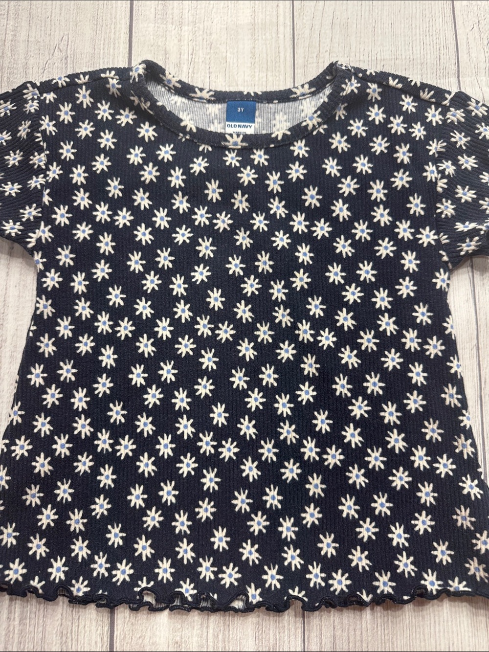 Old Navy Toddler Girls Navy Daisy Tee